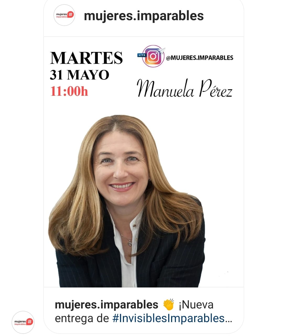 #MujeresImparables invita a Manuela Pérez a participar en su #InvisiblesImparables