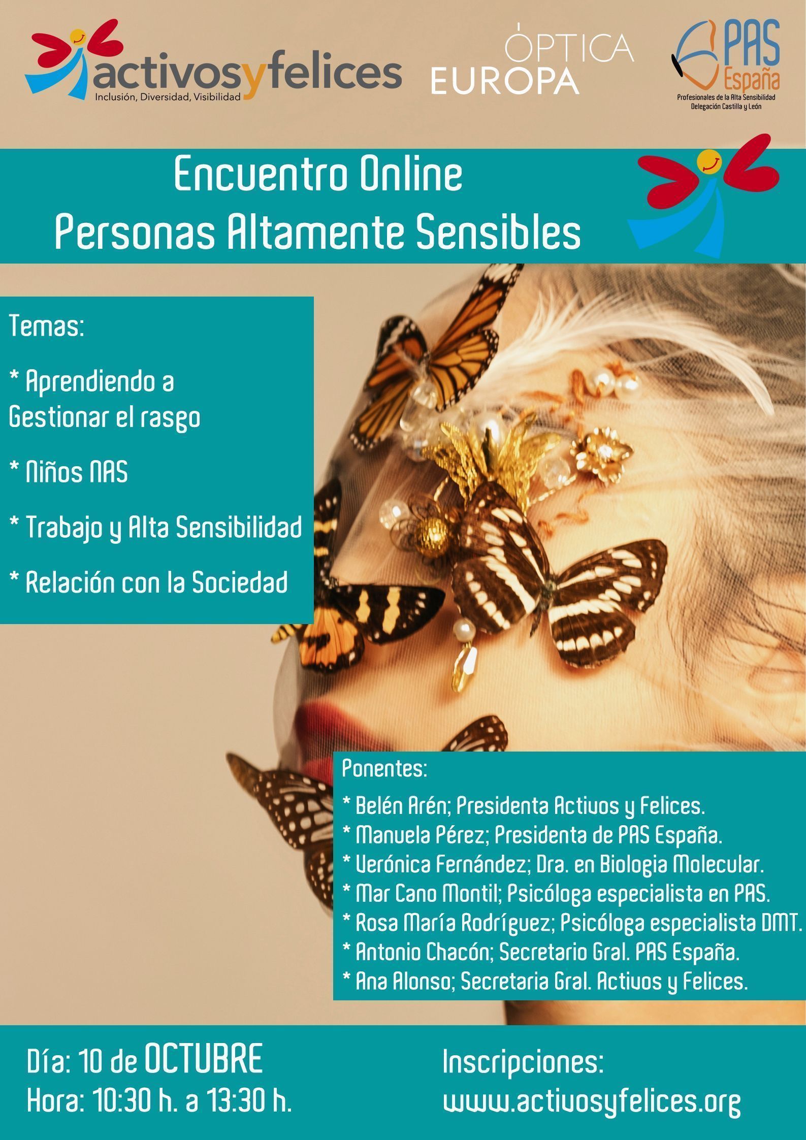 Póster encuentro online Personas Altamente Sensibles de Activos y Felices