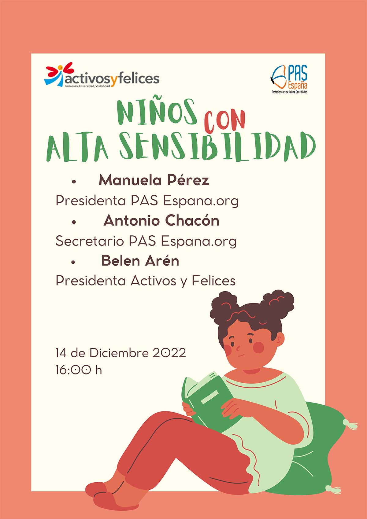 Cartel Taller Niños con Alta Sensibilidad Manuela Pérez y Belén Arén